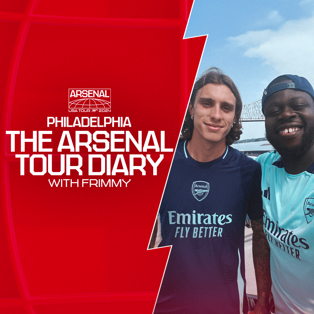 Arsenal's tweet photo. 📽️ Riccardo Calafiori behind the scenes
🤝 Meeting Gooners in Philadelphia
🧗 Climbing the famous Rocky steps

📺 Watch the final episode of our Arsenal Tour Diary 👇