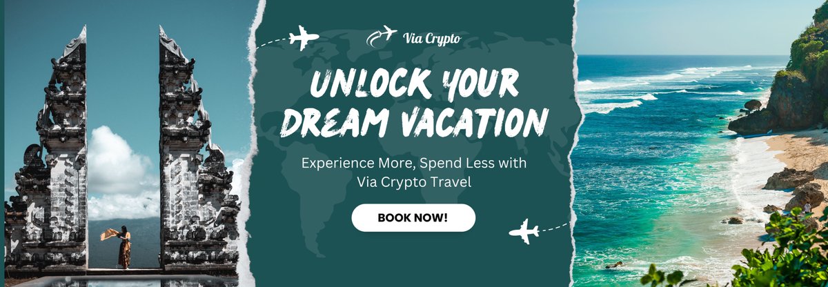 Dreaming of a getaway? 

Use your crypto to book a tropical escape with ViaCrypto.org. Secure and easy travel booking with blockchain. 

#web3travel #CryptoTravel #BlockchainTravel #Web3Travel #CryptoEscape #viacrypto #viac #travel #crypto #travelwithcrypto