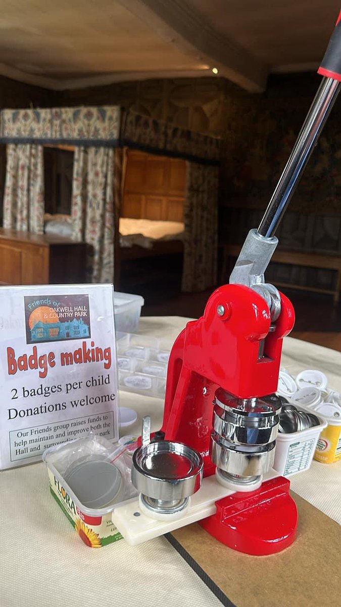OakwellFriends's tweet photo. Come join us in the Painted Chamber inside the hall for badge making. 

The homemade tea stall is set up in ths Discovery centre on the courtyard. https://t.co/tTnOQ5KVTJ