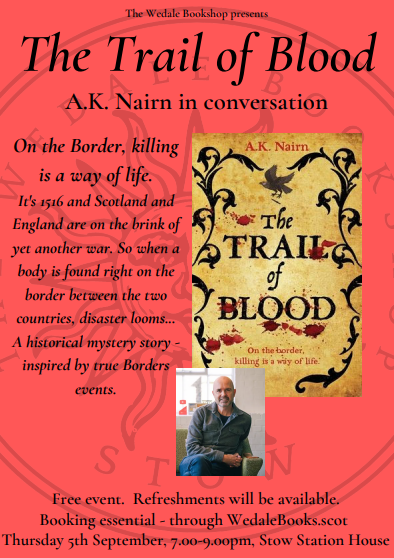 The Wedale Bookshop (@wedalebookshop) on Twitter photo Good morning! We're open 10-4.30 and full of good books!
One of our best sellers is The Trail of Blood by <a href="/andynairn/">Andy Nairn</a>, who will be here for a free author event in Sept. A murder mystery set in the Scottish Borders in the 1500s, this will be very popular!
wedalebooks.scot/product/thetra⦠Good morning! We're open 10-4.30 and full of good books!
One of our best sellers is The Trail of Blood by <a href="/andynairn/">Andy Nairn</a>, who will be here for a free author event in Sept. A murder mystery set in the Scottish Borders in the 1500s, this will be very popular!
wedalebooks.scot/product/thetraā¦