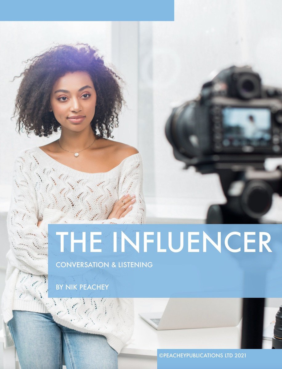 😀 Conversation &amp; Listening - The Influencer 🫶  This lesson has a range of tasks to develop students’ speaking, listening and writing.  bit.ly/3hp5lQ0