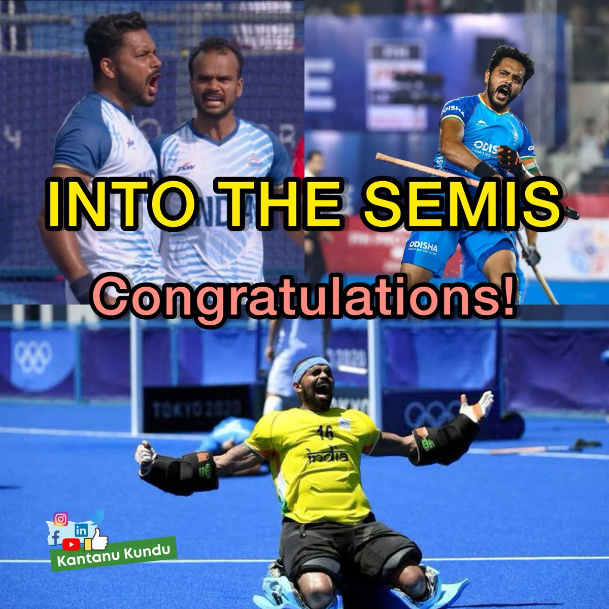 kantanu's tweet photo. It's a great moment for every Indian, especially those who followed hockey as passionately as cricket during their childhood days.

The team has stormed into the semi-finals by defeating Great Britain 4-2 in the quarter-finals. We are now one win away from securing a silver medal and two wins away from gold. 

Let's cheer for the team with the same enthusiasm as we do for cricket and hope for the return of hockey's golden days after the Olympics.

#ChakDeIndia #ParisOlympics2024 #Olympics2024