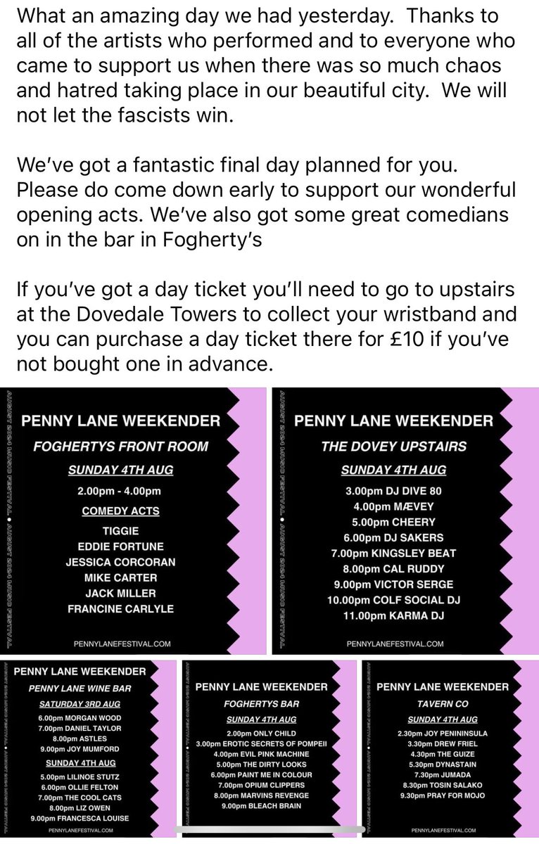 Can’t believe it’s the final day already.  Come down early! #pennylaneweekender
