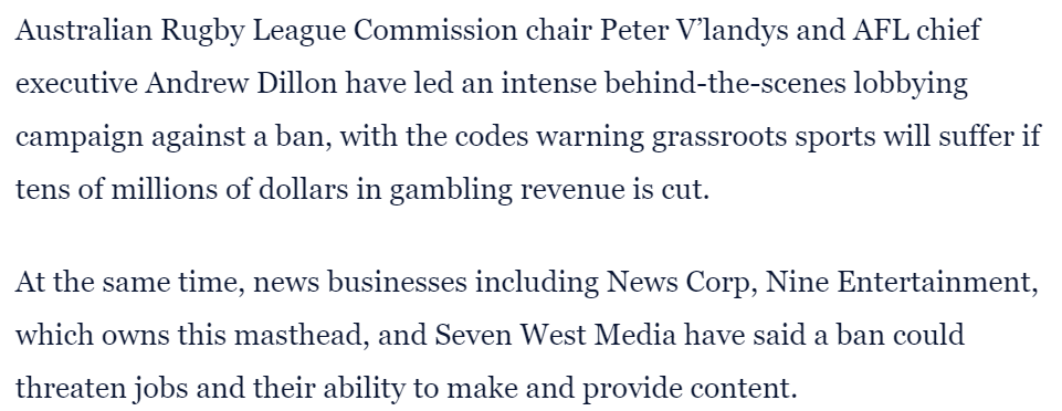 MichaelPascoe01's tweet photo. Ah Labor, like the Coalition, knows its place - doing what it's told by the big media companies and the gambling industry and those captured by it. 
("But the grassroots sports" line is always good for a laugh - and the mugs.) https://t.co/P0NjBc0Z4X
