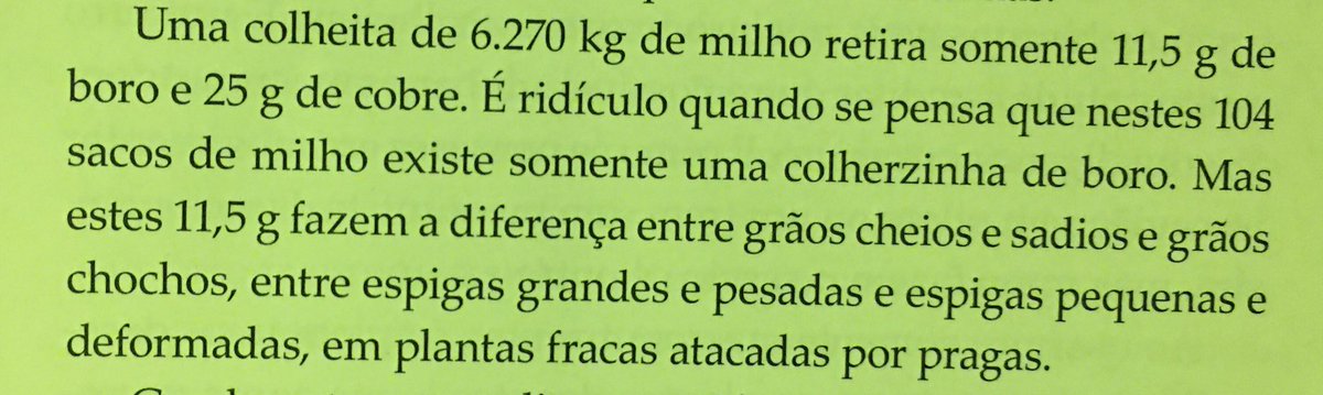 Gabnelso's tweet photo. Terminei de ler “Micronutrientes - Os duendes gigantes da vida” de Ana Primavesi, que aborda o papel destes nas plantas, animais e na regulação dos macronutrientes. 

Este parágrafo, logo na primeira página, nos leva à dimensão do micro. https://t.co/lSZvy7nbdT