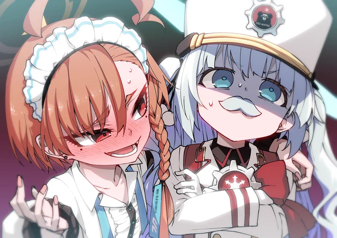 ネル「お…おう……その…そのさ…お前のその…なんだ?…か……かっけぇモノ…ついてんじゃん?」ソワソワ チェリノ「(……???!!??)」ソワソワ #ブルアカ