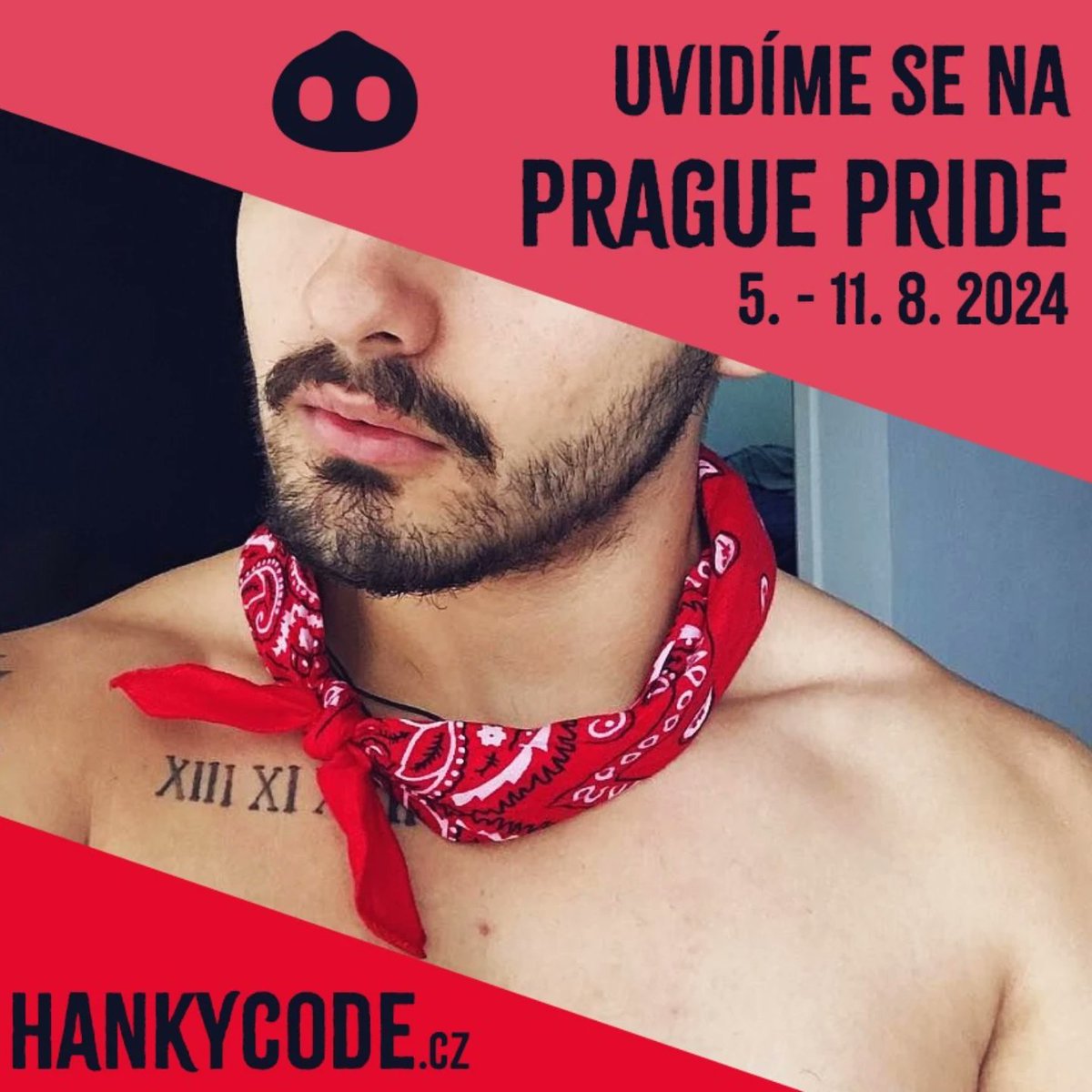 Od zítra se potkáme v ulicích Prahy na #praguepride a budeme mít i #hankycode šátky s sebou, tak si je budeš moct koupit na místě (lze i platit kartou). A můžeš si u nás také dobít kredit, ověřit profil, atd...