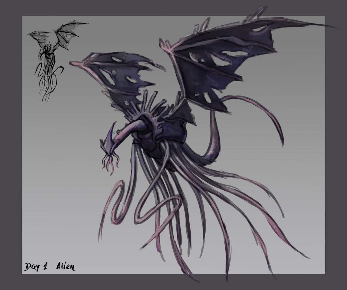 RandomFaiye's tweet photo. Realised I forgot to post my Smaugust artworks, so I'm just gonna start off now. I've been doing this specific list, since it seemed like the most fun one.

Day 1 was Alien, and I had some fun making it.

#smaugust #smaugust2024 #SmaugustCircle https://t.co/jPofoap2hj