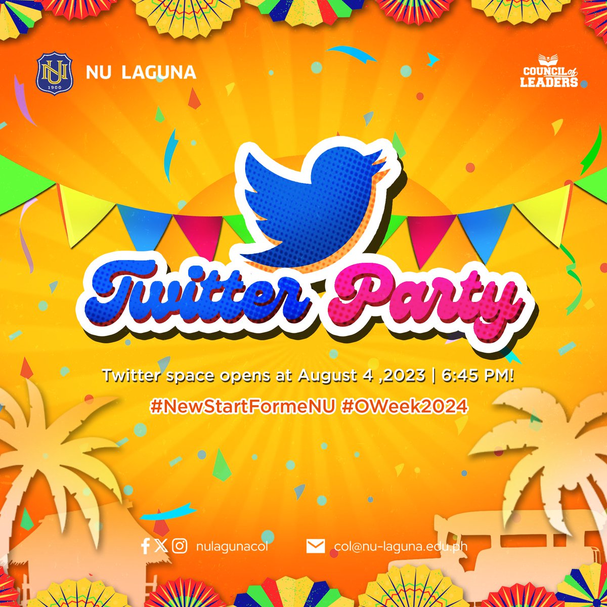 Ready na ba kayo, Nationalians? Twitter Space opens at 6:45 PM! 💛💙

#NewStartFormeNU #OWeek2024 #NULaguna