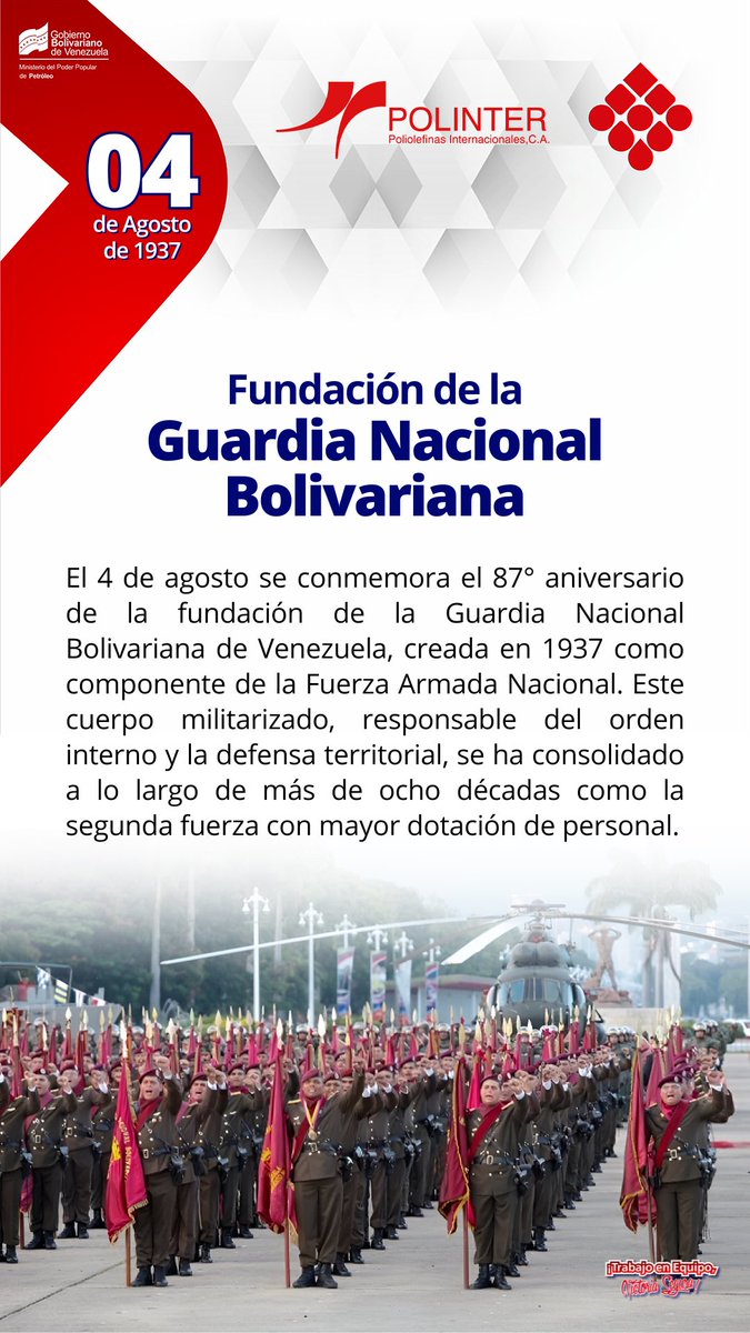 polinter_ca's tweet photo. #Efemérides 👷🏻‍♀️👷🏻‍♂️🇻🇪
Fundación de la Guardia Nacional Bolivariana https://t.co/9Nr3c62pop