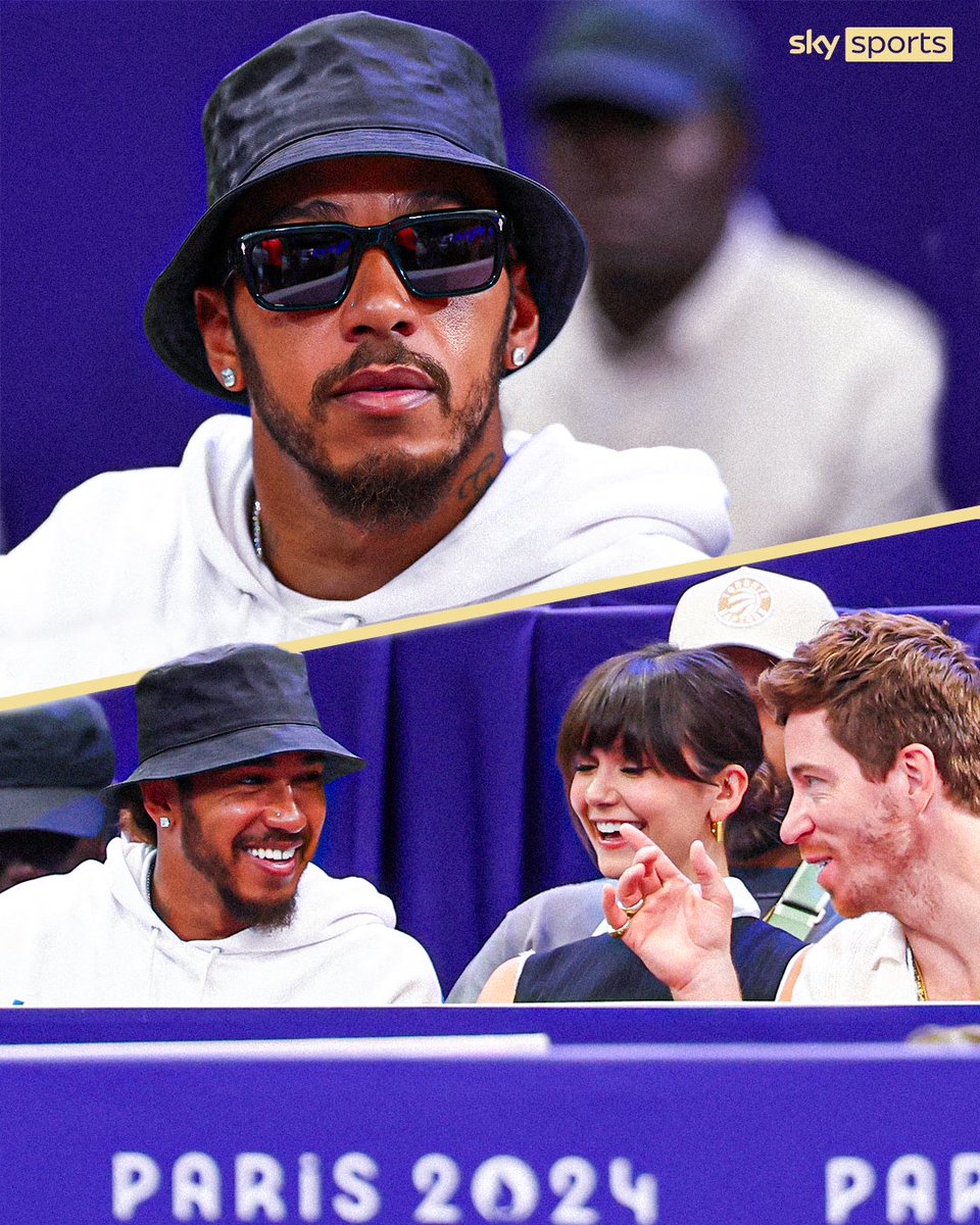 SkySportsF1's tweet photo. Lewis Hamilton cheering on his friend Miles Chamley-Watson in the fencing at the Paris 2024 Olympics 🤩🇬🇧 https://t.co/q0TadGnQN3