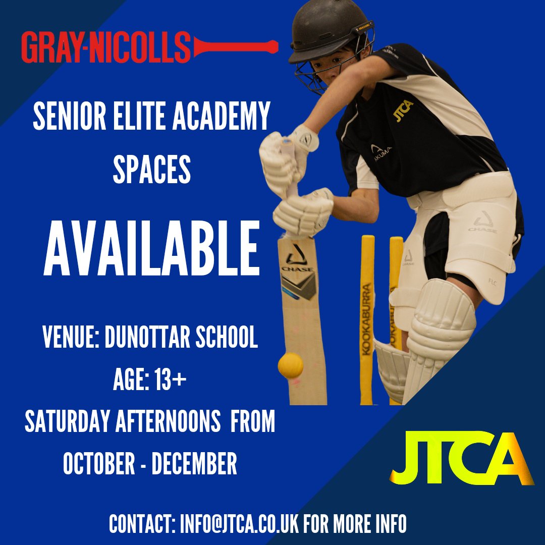 JTCACricket's tweet photo. We now only have a couple of spaces left in our senior elite academy for autumn 2024 - our junior elite academy has fully sold out! 

Please contact info@jtca.co.uk to find out more information! 

#reigate #cricketfever #surrey #coaching #cricketlovers #cricketfans #cricket https://t.co/kZ1JojqbEL