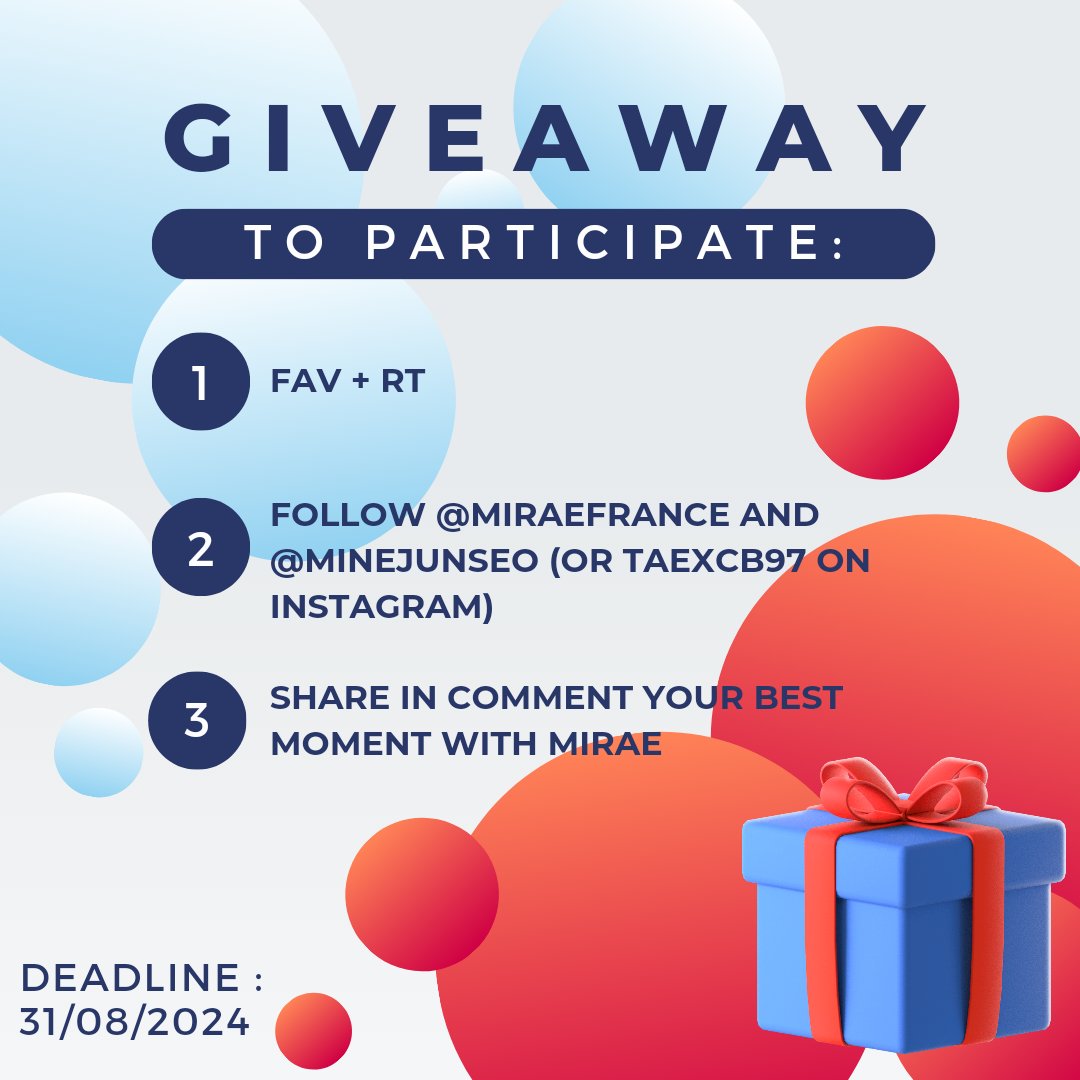 GIVEAWAY

We are organizing a contest in partnership with taexcb97 (Insta) to win you a Running Up album (RUN ver.) with his pob

Deadline: 31/08/2024

Send by Mondial Relay
Open to the following countries: France, Belgium, Luxembourg, Netherlands

👇 Conditions 👇