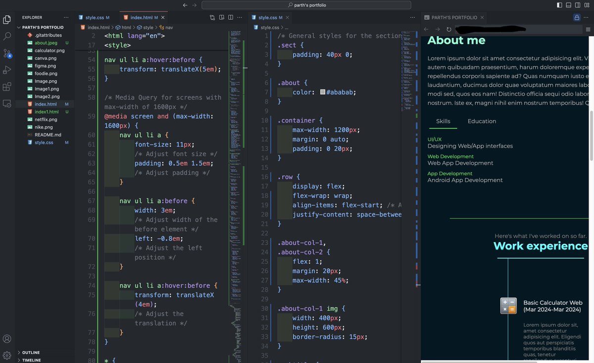 Started working on my portfolio website late at night. Hoping it turns out well!  

Thanks to <a href="/codewithharry/">Haris Ali Khan</a> @OpenAIand <a href="/ChatGPTapp/">ChatGPT</a> 

#Coding #Portfolio #WebDevelopment #HTML #CSS #javascript #ProfessionalGrowth #TechSkills #WebDesign #FrontendDevelopment #buildinpublicStarted