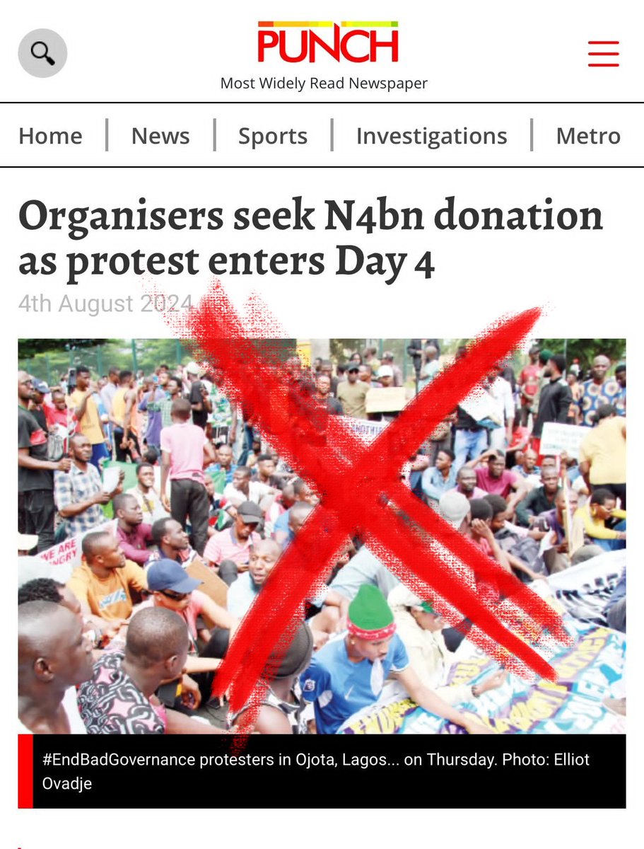 sowore's tweet photo. We dissociate ourselves from these scammers asking for funds online and offline to execute #EndBadGovernancelnNigeria uprising. We are not affiliated with such fundraisers in any way. … and if this is the latest blackmail deployed by @officialABAT and his handlers, well, it has failed before arrival, just like his “NATIONAL BREAKFAST” this morning. #NoGoingBack #RevolutionNow