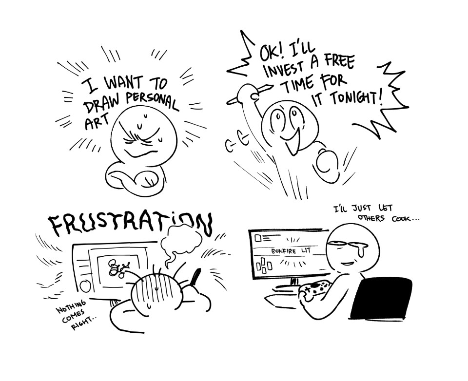 drawing personal art is so hard..it's hard to please myself with my own art😭😭😭