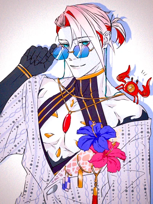 めちゃ久しぶりに描くカルナさんが水着カルナさんで本当に本当に嬉しい…ありがとうございます夏… 
