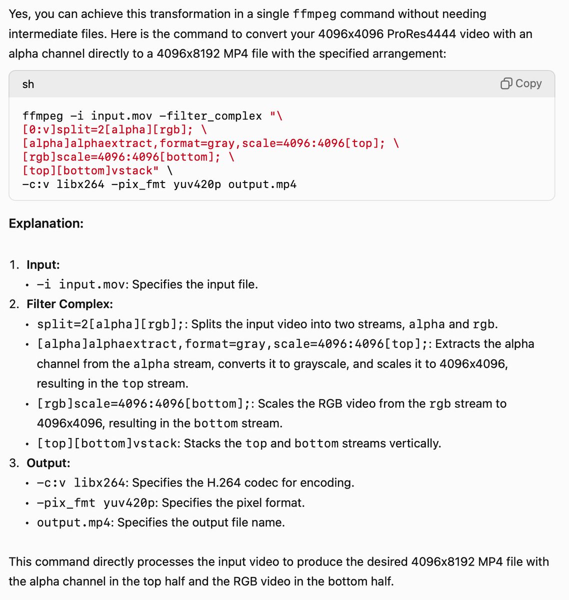 petrbela's tweet image. This would&apos;ve taken me several hours of trial and error (and swearing) to write by hand. #ChatGPT #ffmpeg