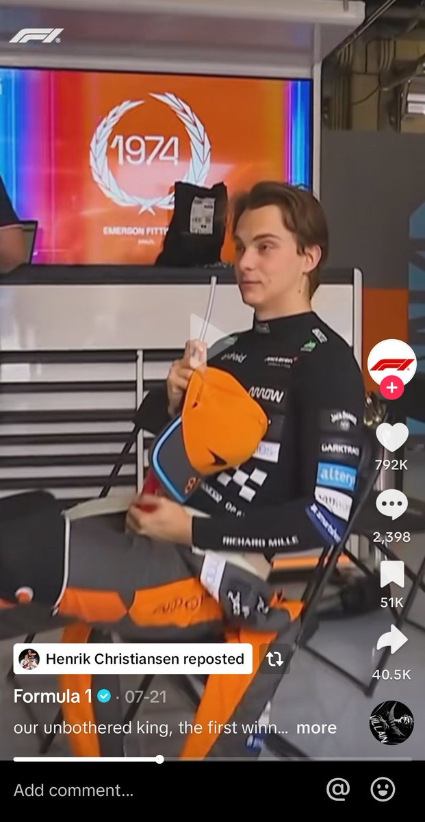 Best Thing is to know the Muffin Man is a F1 Fan