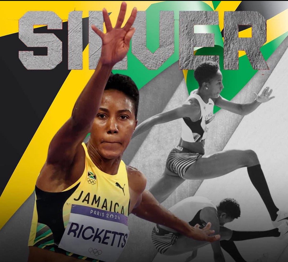Biggaton's tweet photo. Congrats Shanieka Jamaica first Women’s triple jump medal. Undiluted respect Queen. https://t.co/tXxRMp7UuY