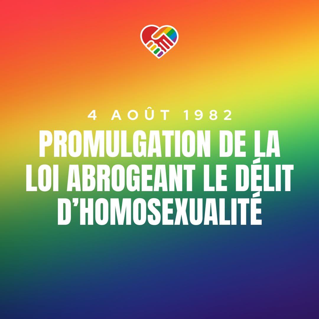 Il y a 42 ans, le 4 août 1982, la loi Forni avec comme rapporteure la députée G. Halimi et sous l’impulsion du Garde des Sceaux R.Badinter était promulguée, abrogeant le délit d’homosexualité et dépénalisant ainsi dans les faits l’homosexualité. 
(1/2)