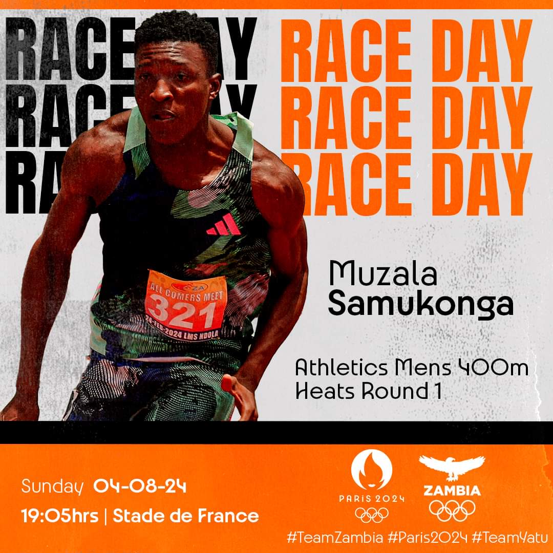 Rooting for you Muzala Samukonga at the #ParisOlympics2024 today. 🇿🇲

#TeamYatu
#TeamZambia
#NOCZ