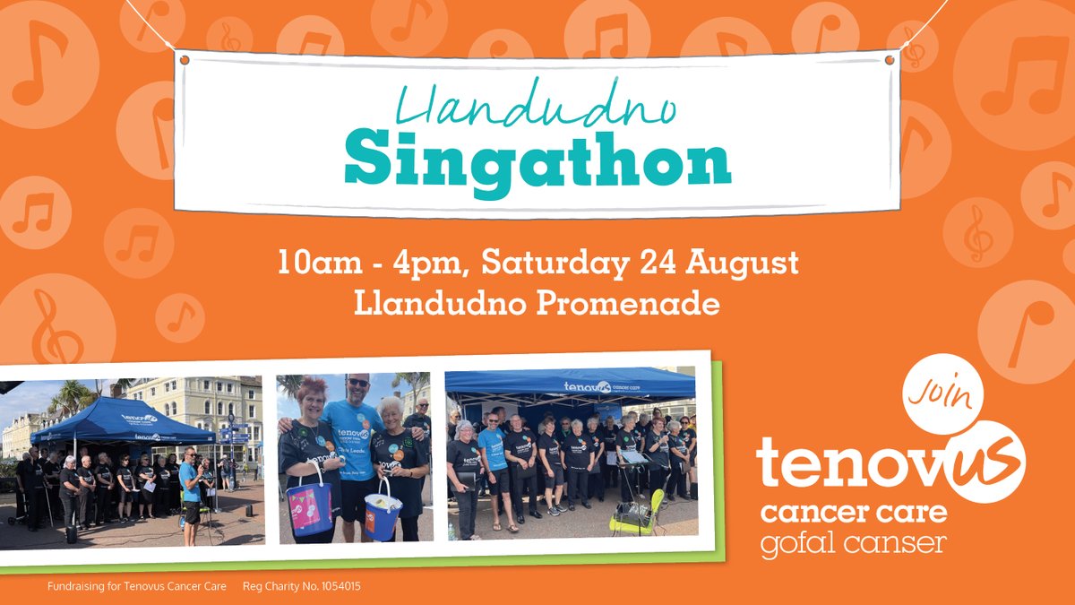 tenovuscancer's tweet image. 🎤🎶 Join us for a Singathon on Llandudno Promenade! 🎤🎶

Come and be a part of a day filled with music, joy, and community spirit! Enjoy live performances, join in on group singalongs, and celebrate the power of music in a beautiful seaside setting.