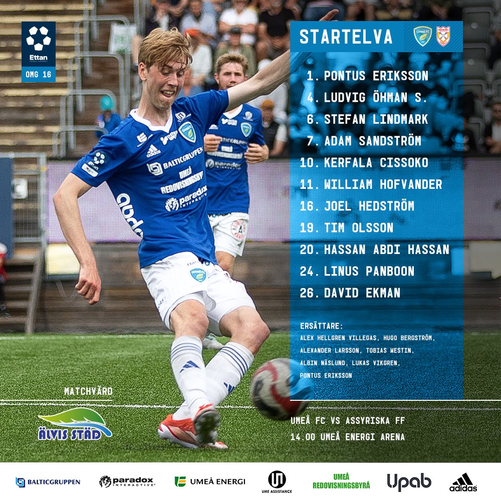 UmeaFC's tweet photo. Dagens elva! 📋

#UFCAFF #FörUmeå https://t.co/671j7pGMoX