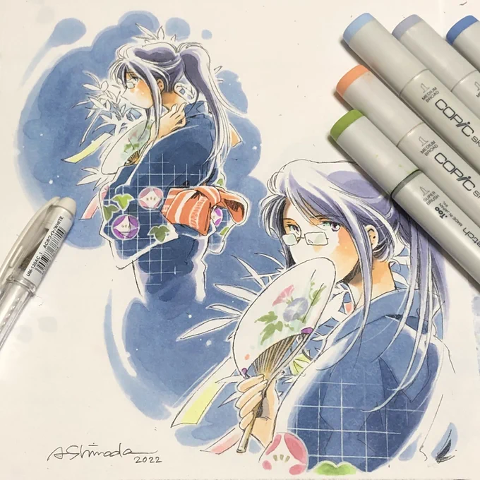 #ゆかたの日一昨年の七夕イラスト丶(°∀°)ノ#日下くんそれセクハラです#コピック 