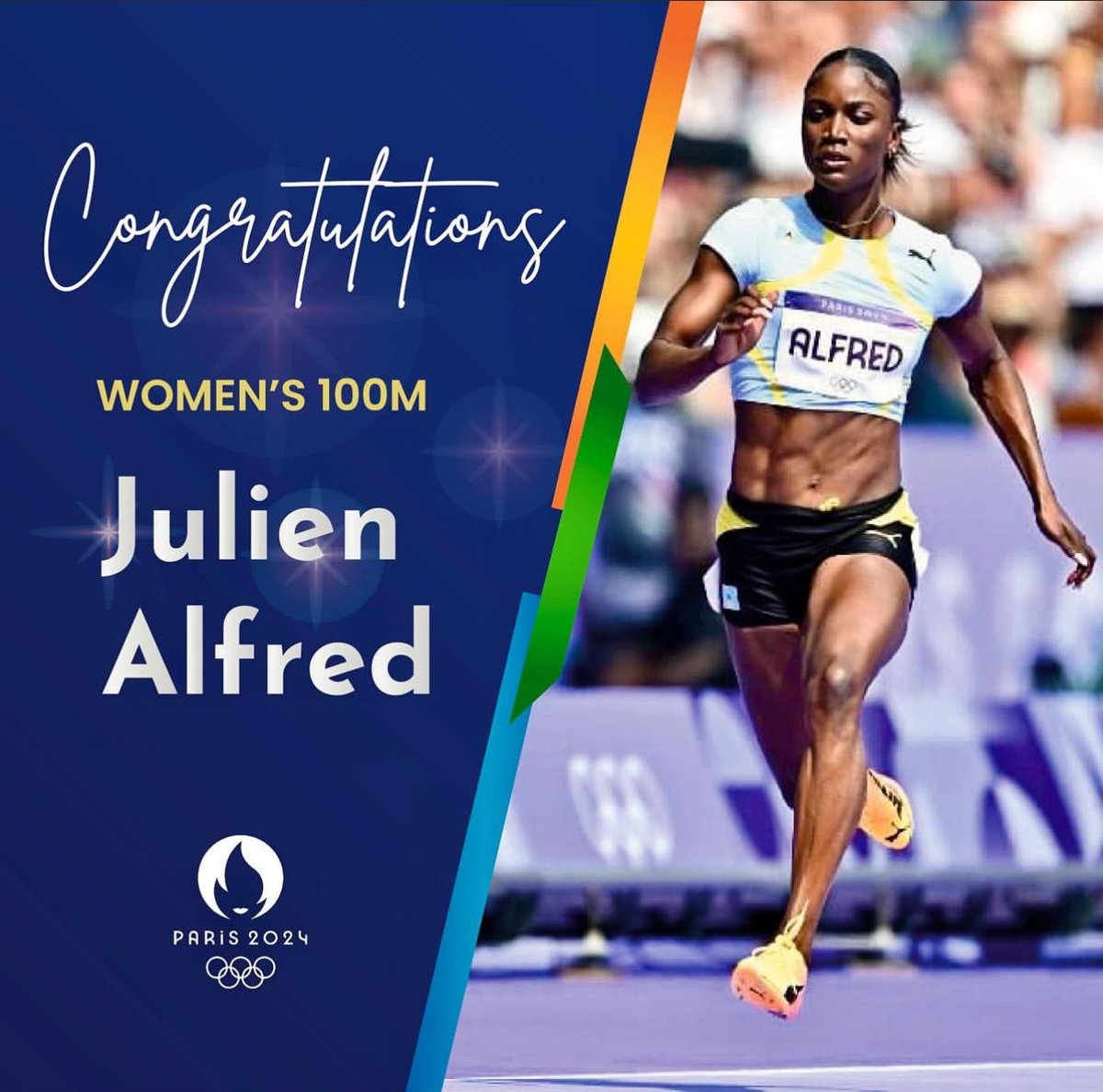 Travel_StLucia's tweet photo. 🎉🏅 Congratulations Julien Alfred🏅🎉

We extend our heartfelt congratulations to our very own #JulienAlfred on winning gold at the Olympic Games 2024! You are our champion, our hero, and a true inspiration to us all. @olympics https://t.co/i8CM0MEaBX