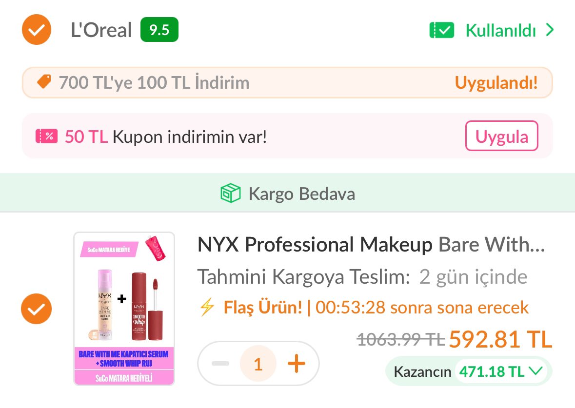 Ay rengi uyan varsa koşsun flaş indirimde 100₺+50₺ indirimle 592₺ oluyor 😍

ty.gl/mpov4lyj3c

Reklam