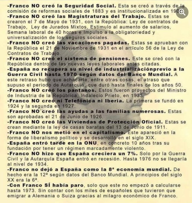 Unos datos que deberías conocer de Franco. Para que no te la cuelen los franquistas con sus mentiras.