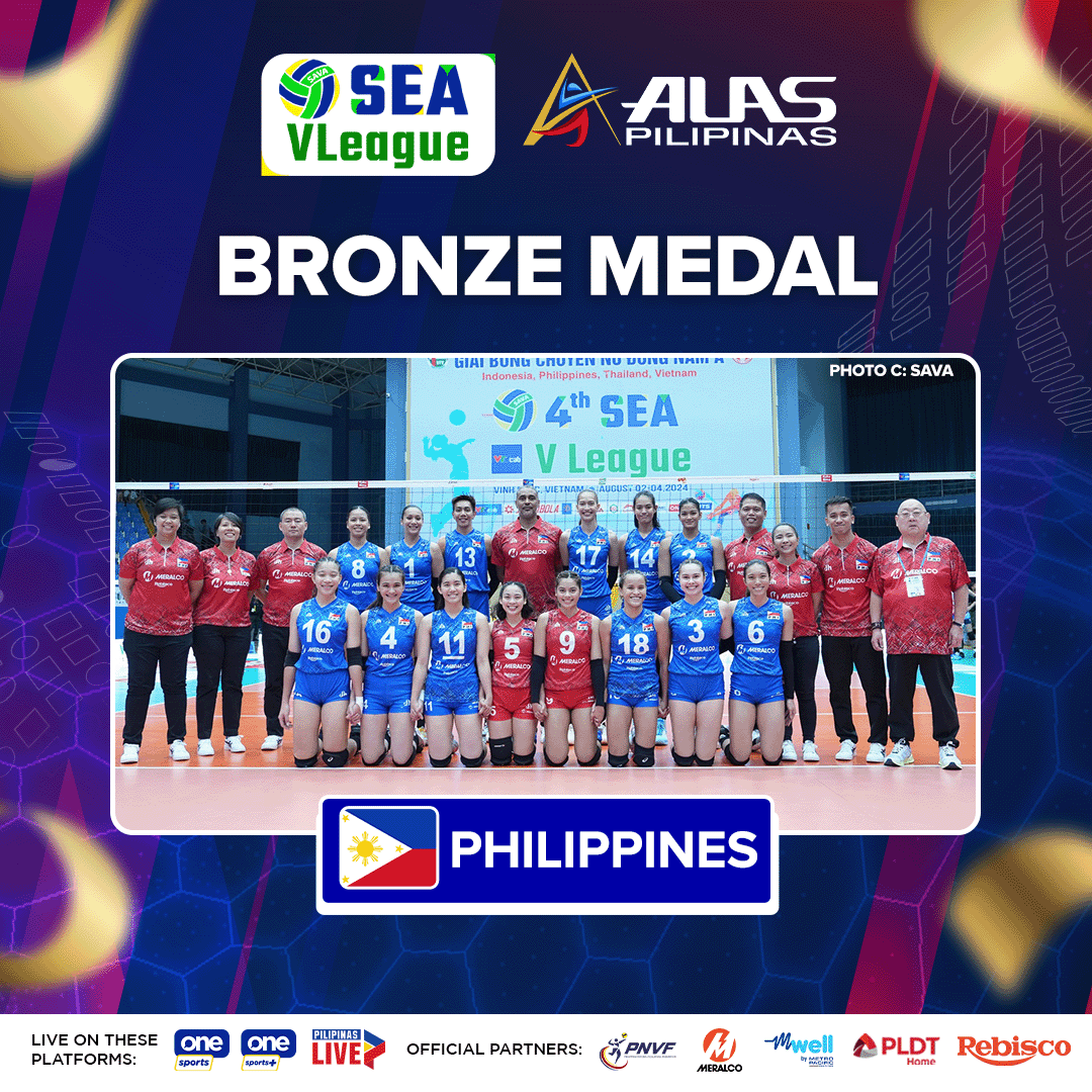 HER-STORY MAKERS 🥉

Alas Pilipinas has achieved another historic milestone by winning the bronze medal in Leg 1 of the 2024 SEA V.League!

#AlasPilipinas #SEAVLeague