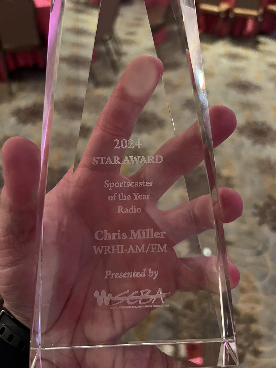 ChrisWRHI's tweet image. Extremely honored to be named SC Statewide Sportscaster of the Year! Thank you to everyone who listens to our broadcasts on @WRHI ! A special congrats to my friend @TheRobBrownShow on winning sports show of the year again (3 peat) its always an honor to compete with him!