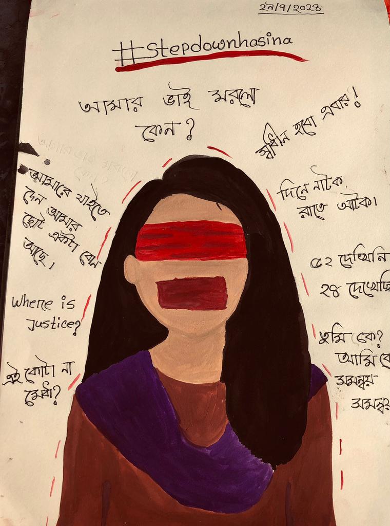 brightvcfd's tweet photo. I was physically in home but mentally I'm in protest 
Art cr: my friend 

#STEPDOWNFASCISTHASINA #BangladeshBleeding #JulyMassacre https://t.co/EIr4PHTsQc