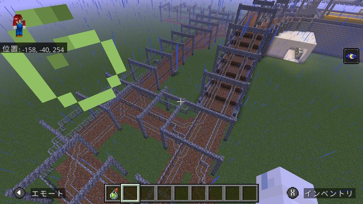 rio_game_switch's tweet photo. 高速道路まだ途中だけど🤔線路のびてる
#Minecraft #マイクラ #マインクラフト https://t.co/LxMo7UwoCu