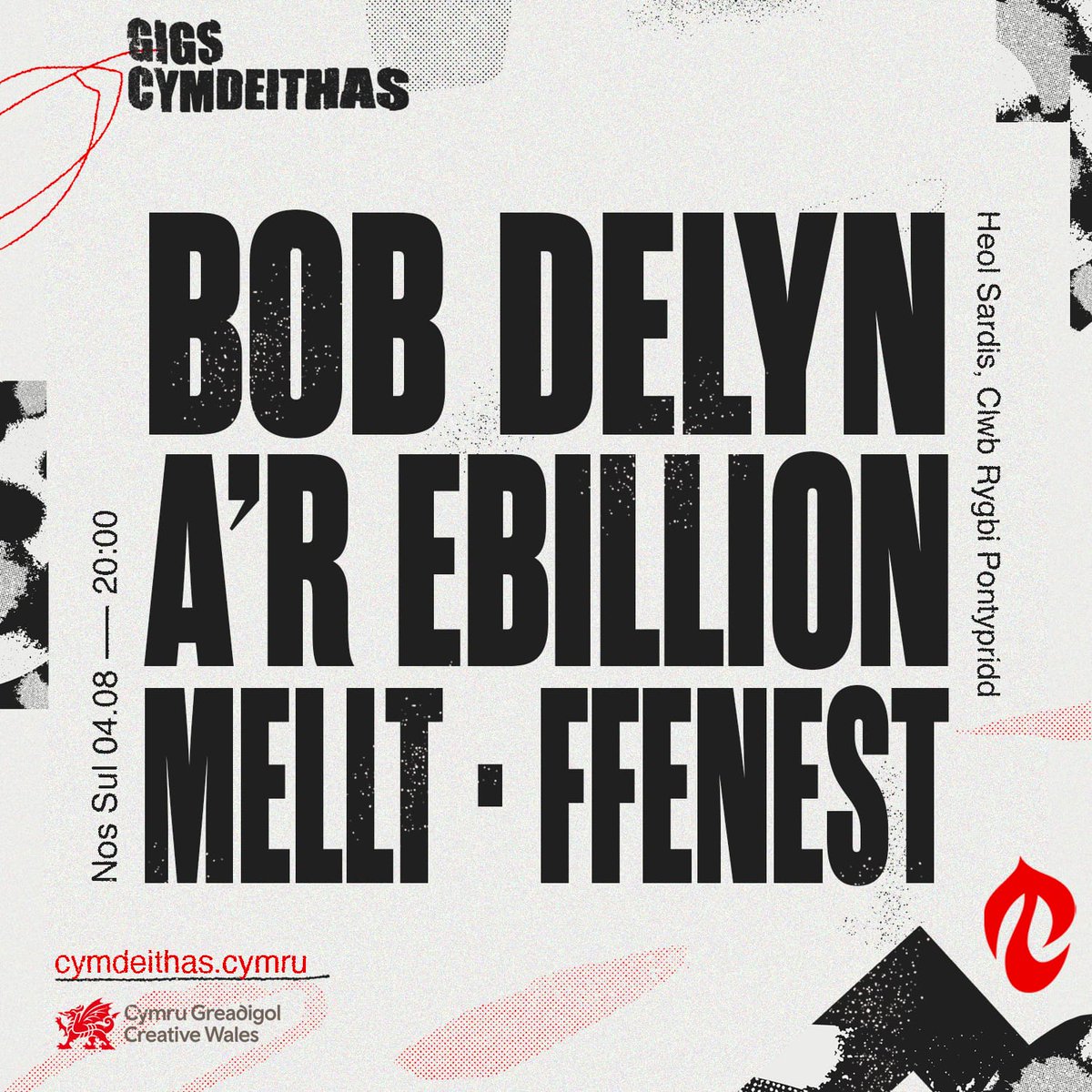 Gigs Cymdeithas (@gigscymdeithas) on Twitter photo HENO yn <a href="/PontypriddRFC/">Pontypridd RFC</a>...
BOB DELYN A'R EBILLION
@MelltCerdd
Ffenest
Mae tocynnau wedi cychwyn hedfan allan bore ma, felly bachwch un cyn i nhw werthu allan!
Rhatach ar lein ma fyddan nhw ar y drws: siop.cymdeithas.cymru HENO yn <a href="/PontypriddRFC/">Pontypridd RFC</a>...
BOB DELYN A'R EBILLION
@MelltCerdd
Ffenest
Mae tocynnau wedi cychwyn hedfan allan bore ma, felly bachwch un cyn i nhw werthu allan!
Rhatach ar lein ma fyddan nhw ar y drws: siop.cymdeithas.cymru