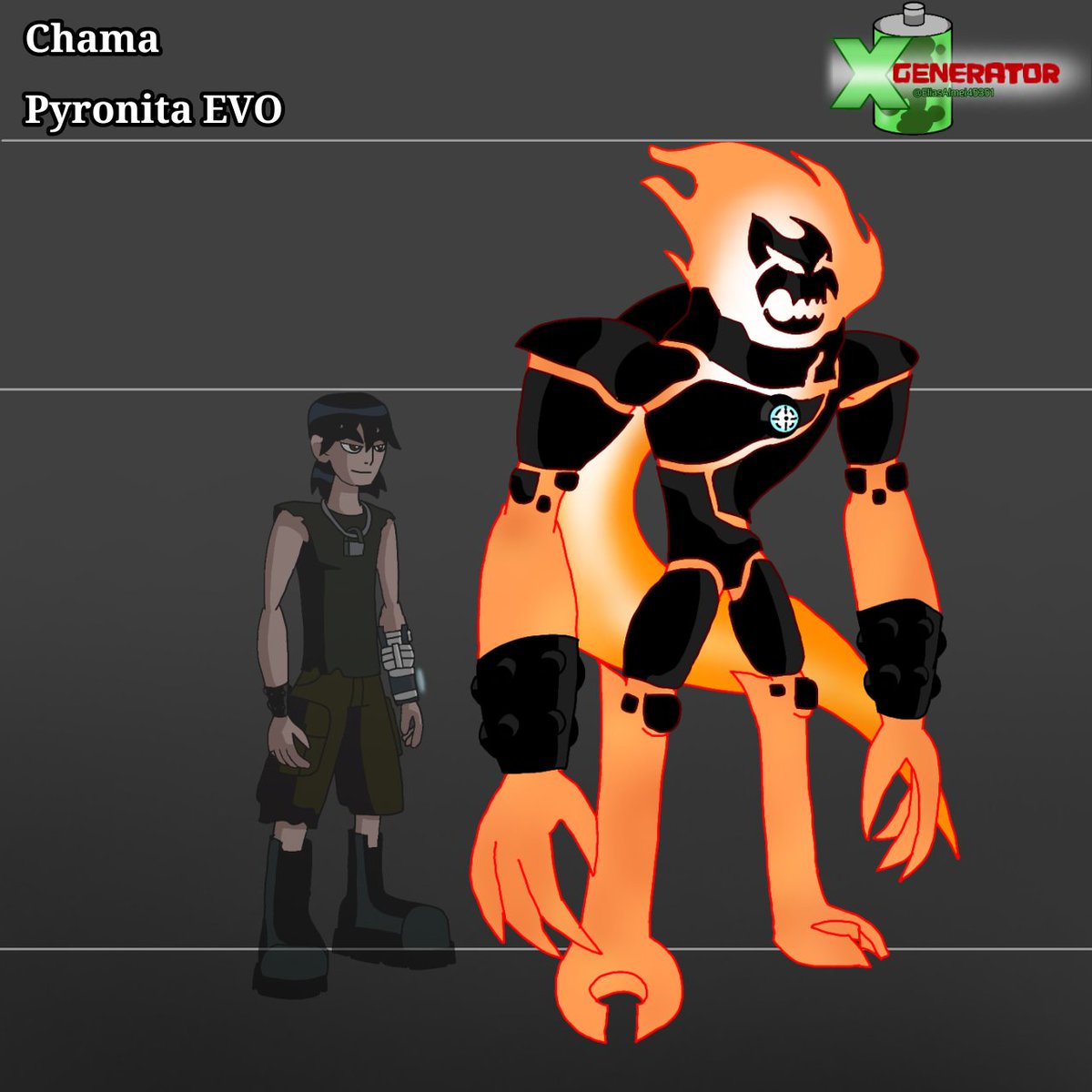 generatorXomega's tweet photo. (PT-BR)
Chama do Nanitrix - Pyronita EVO - Primeiro Alien!
Novas habilidades EVO:
- Absorver Calor/fogo para ficar cada vez maior
- Rochas de Metal
#ben10 #generatorex #ben10AU #kevin11 #ben10art #ben10fanart #ben10aliens #chaquetrix #carnitrix #Nanitrix https://t.co/e0stBTiQPo