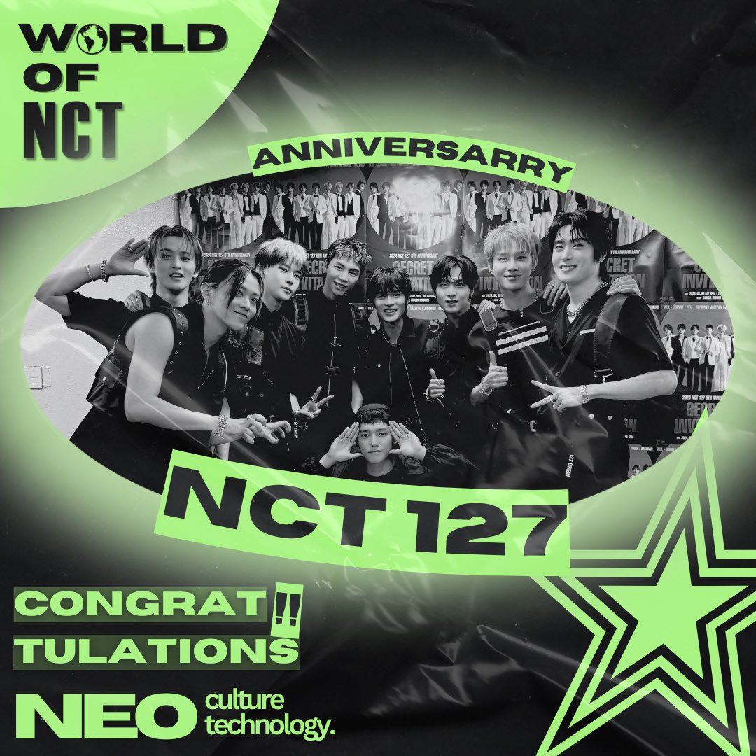 Dear NCT 127. From your debut to becoming global icons, you've captured hearts worldwide. Your music has been a constant source of inspiration and comfort. We celebrate your achievements and look forward to the incredible milestones yet to come. Happy anniversary!