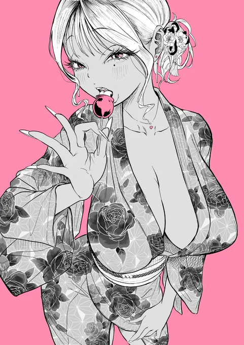 浴衣黒ギャル 