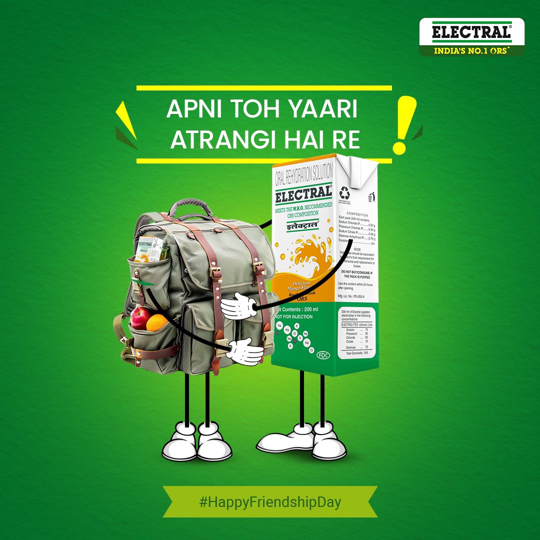 electralofc's tweet photo. Whether you go to the gym, plan a trip or a Football night, this Friendship Day, Electral promises to be your best friend at all times.💪
It is a pinky promise!🤝
#Electral #India #HyderabadPartner #ORSMatlabElectral #FriendshipDay #Sports #Gym #Trekking #Hydration https://t.co/4tab2wCpD4