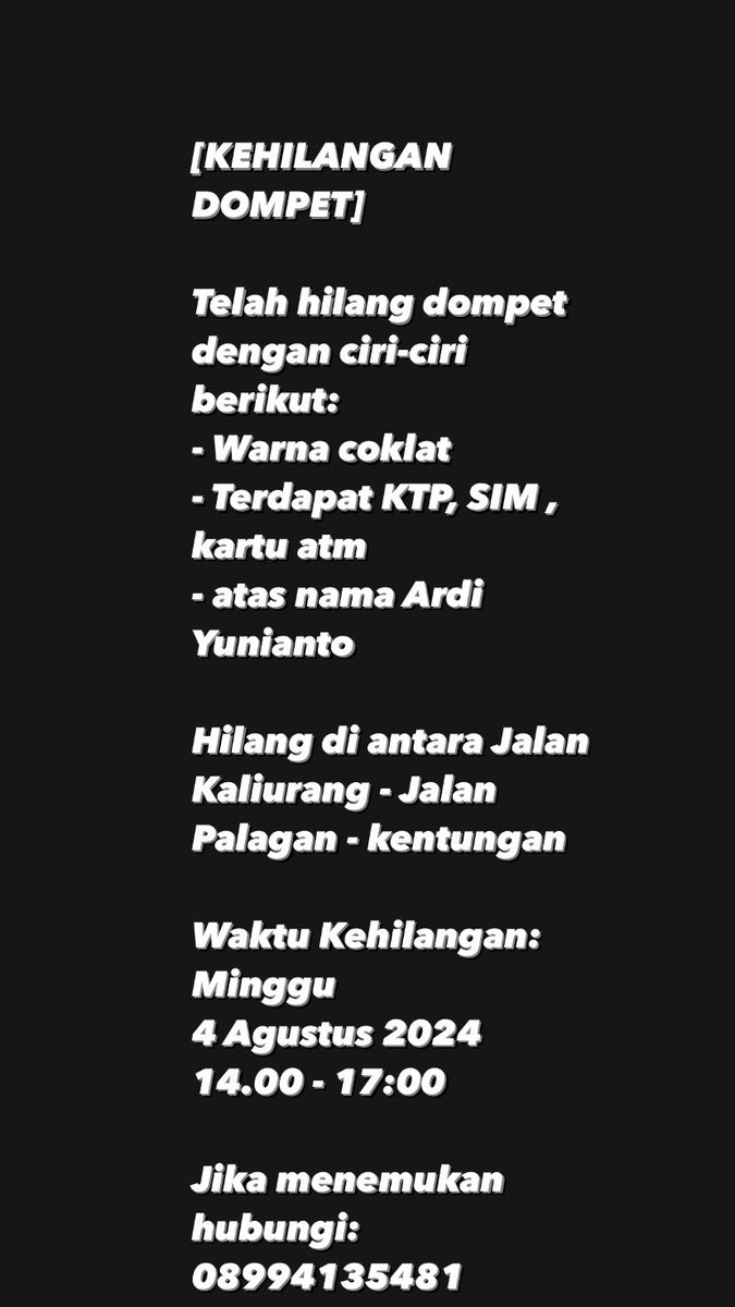kangsablonn's tweet photo. mohon bantuannya jika ada yang menemukan atau ada informasi terkait tersebut hub 08994135481 terimakasih 🙏🏻🙏🏻 @merapi_uncover @InfoCegatanJgja https://t.co/na4zvqgeby