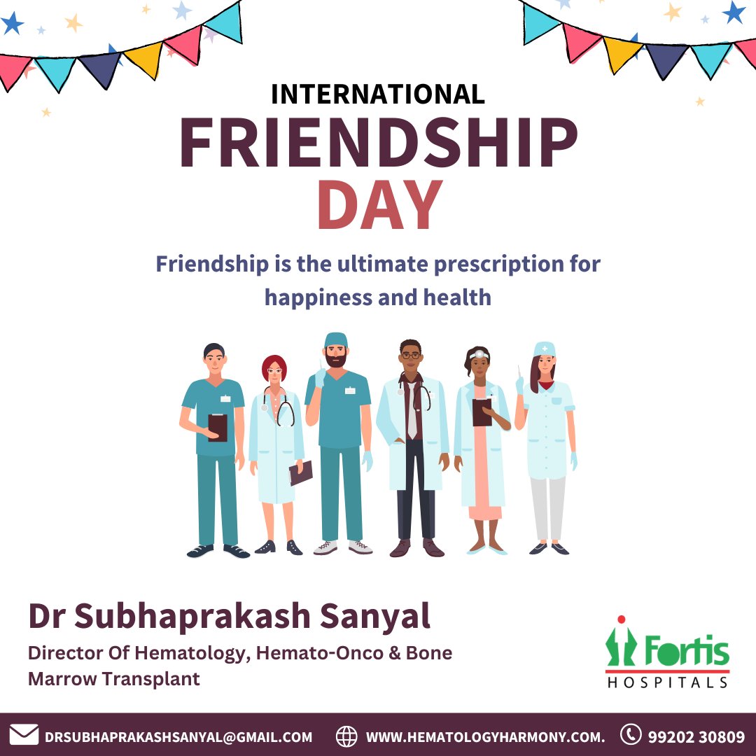 DrSubhaprakash's tweet photo. Friendship is the best support system in the demanding world of healthcare. Happy International Friendship Day to all my wonderful friends!

#DoctorLife #FriendshipDay #FortisHospital #DrSubhaprakashSanyal #Hematology #Hematologist https://t.co/W924bf0Onp