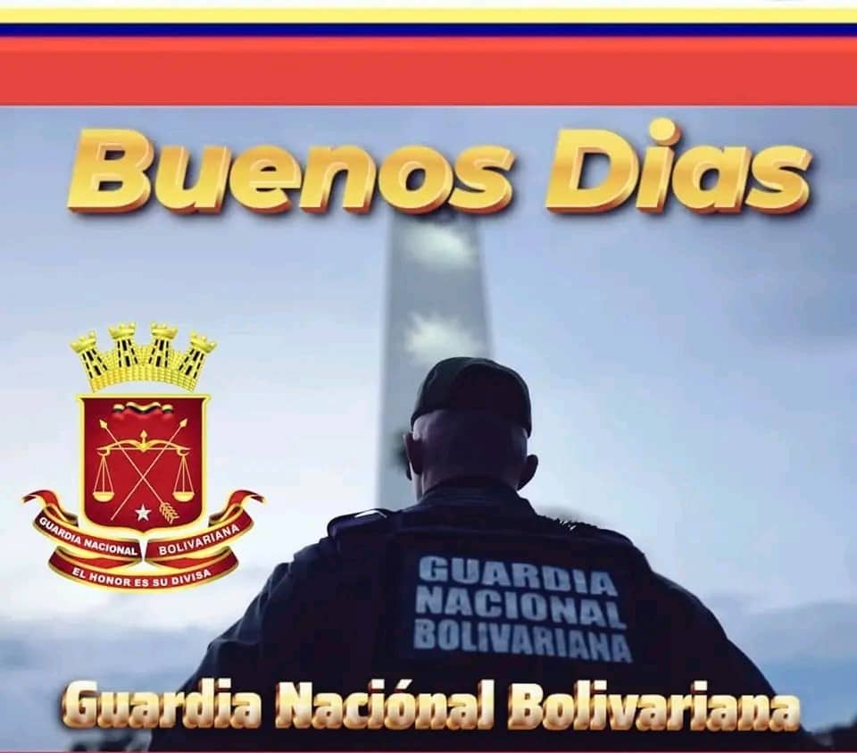 #4Ago Buenos días.!  🌄 Hoy en conmemoración en los 87° Aniversario de nuestra Guardia Nacional Bolivariana les deseamos un día lleno de Bendiciones.
 Ratificamos el compromiso por nuestra patria! 🇻🇪