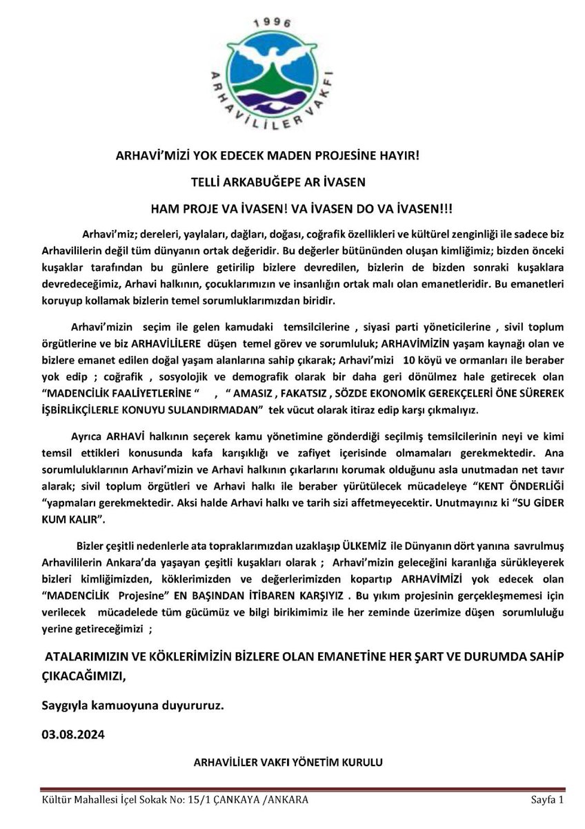Arhavililervakf's tweet photo. ARHAVİ’MİZİ YOK EDECEK MADEN PROJESİNE HAYIR!
             TELLİ ARKABUĞEPE AR İVASEN!!
HAM PROJE VA İVASEN! VA İVASEN DO VA İVASEN!!! 
@kayhangiritli @adokop08 @Arhavibel @arhavitso @UgurBayraktutan @oguzkurdoglu @osmannuriozkan @HS_Ozkazanc @akolopts @yesilartvinder @PilargetD https://t.co/AnYq112TE1