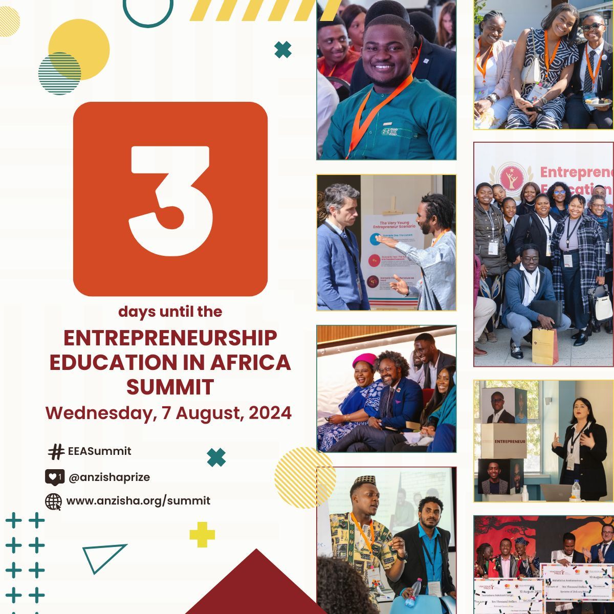 anzishaprize's tweet photo. 3 Days to Go! 📅🎉
We're officially a few days away from the Anzisha Entrepreneurship Education in Africa Summit! 🌍
What are you looking forward to the most?
#Anzisha #EEASummit #Entrepreneurship https://t.co/F6a2jHZgmR