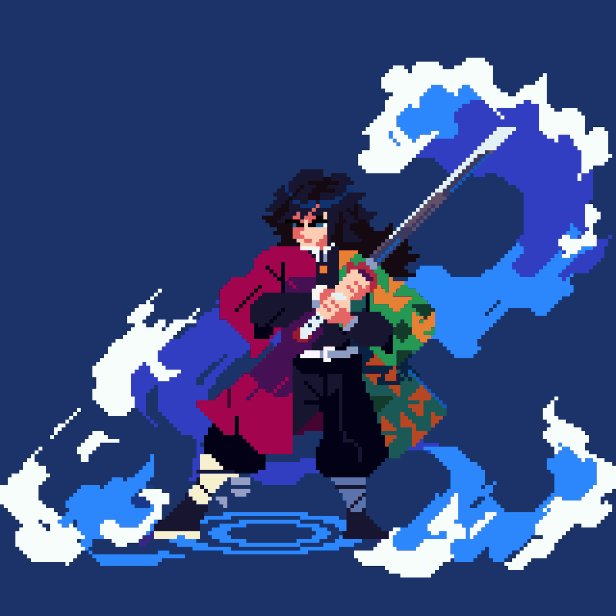 juna_ros's tweet photo. #pixelart #ドット絵 Giyu Tomioka, the water pilar https://t.co/VhmJjQlIzm