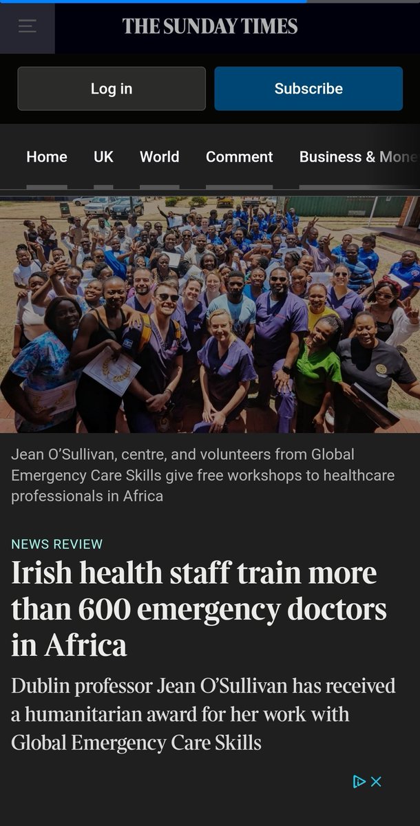 Roy McKenna (@roymckenna7) on Twitter photo Thank you <a href="/thetimes/">The Times and The Sunday Times</a> for the article in todays Sunday times, highlighting the work of <a href="/GECSIreland/">Global Emergency Care Skills</a> and the achievements of <a href="/DrJeanOSullivan/">Prof Jean O'Sullivan</a> and team! thetimes.com/article/783481… Thank you <a href="/thetimes/">The Times and The Sunday Times</a> for the article in todays Sunday times, highlighting the work of <a href="/GECSIreland/">Global Emergency Care Skills</a> and the achievements of <a href="/DrJeanOSullivan/">Prof Jean O'Sullivan</a> and team! thetimes.com/article/783481…