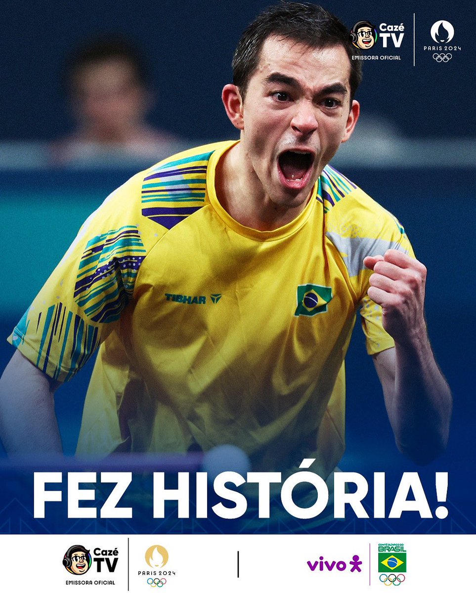 CazeTVOficial's tweet photo. 4º MELHOR DO MUNDO, TÁ LOUCO! 

Hugo Calderano perde para o francês Felix Lebrun e termina sua participação em #Paris2024 em 4º lugar. Sua participação nesses jogos é a melhor da história do Tênis de Mesa brasileiro!

#TênisDeMesa #OlimpíadasNaCazéTV #Vivo https://t.co/lAkh4hwV4M
