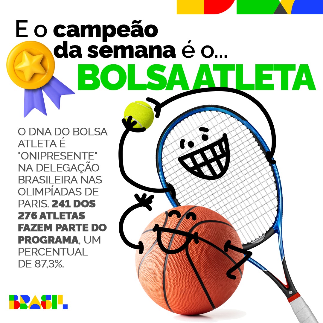 🥇🥈🥉Na edição olímpica do campeão da semana, o vencedor não poderia ser outro: é o Bolsa Atleta. Há 20 anos o programa faz campeões,  garantindo condições mínimas para que atletas brasileiros se dediquem, com exclusividade e tranquilidade, ao treinamento e a competições.